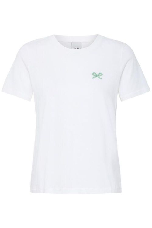 ICHI Short sleeve (20125984/CLOUD DANCER/LIGHT GRASS GREEN) - WeekendMode