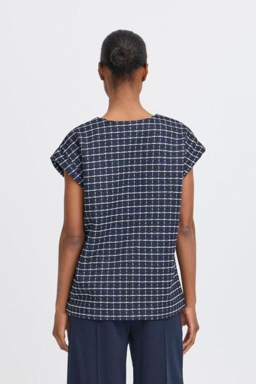 ICHI Waistcoat (20124276/PATRIOT BLUE CHECK) - WeekendMode