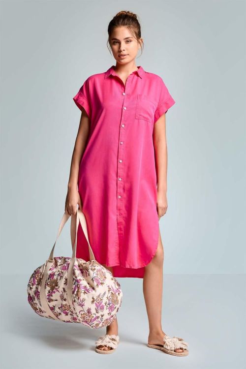 Iconique Bright Col -  Quinn Shirt Dress (IC26-060-FUCS) - WeekendMode