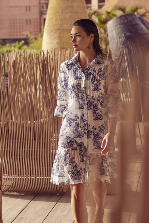 Iconique Corfu 3/4 Sleeves Shirt Dress (IC25-076-MLT) - WeekendMode