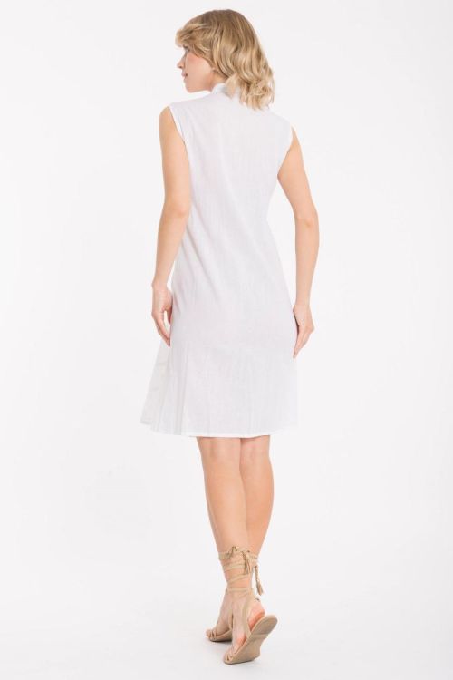 Iconique Elsa Sleeveless Shirt Dress (IC22-005-white) - WeekendMode