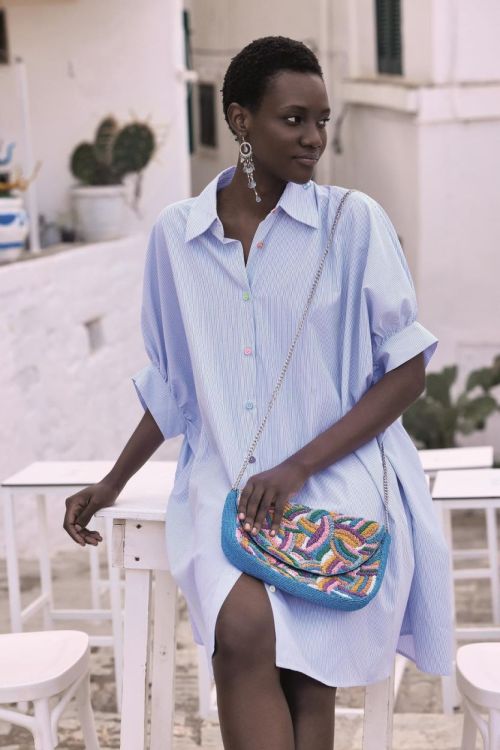 Iconique Ivy Puffy Sleeves Maxi Shirt Dress (IC26-044-LIGLU) - WeekendMode