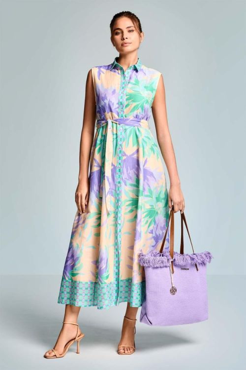 Iconique Kate Maxi Shirt Dress (IC26-065-MLT) - WeekendMode