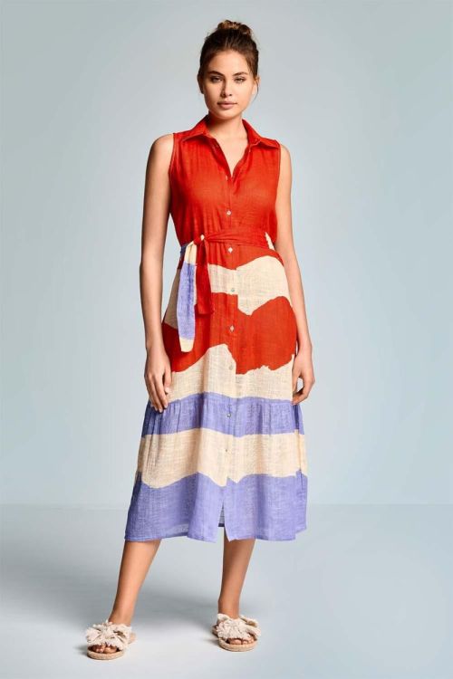 Iconique Mora Sleeveless Shirt Dress (IC26-080-MLT) - WeekendMode