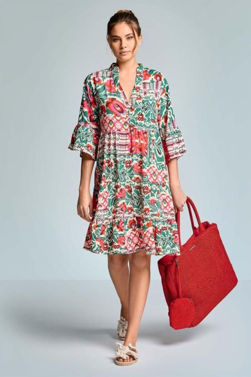 Iconique Morena 3/4 Sleeves Dress (IC26-094-MLT) - WeekendMode