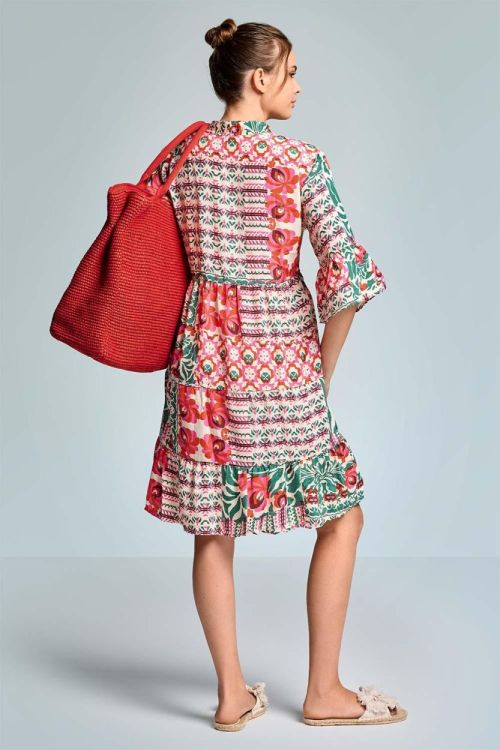 Iconique Morena 3/4 Sleeves Dress (IC26-094-MLT) - WeekendMode