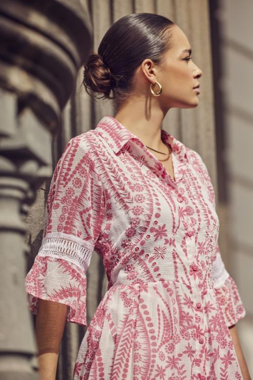 Iconique Rachel Shirt Dress (IC25-039-PINK) - WeekendMode