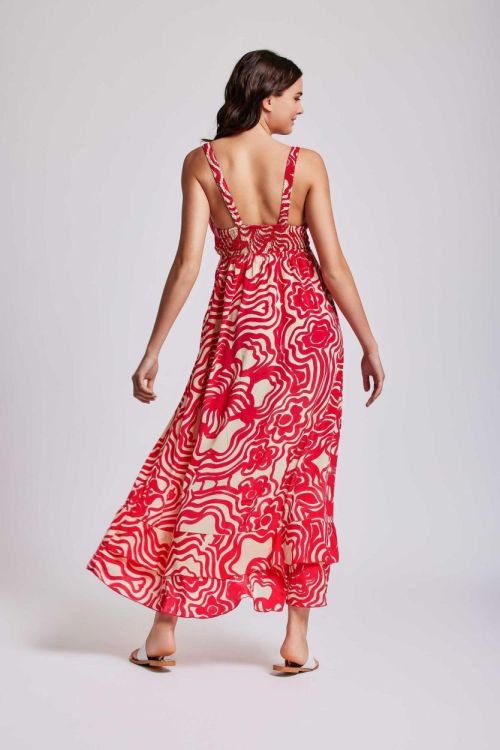 Iconique Red Movida Lidia Strappy maxi dress  (IC24-115-MLT) - WeekendMode