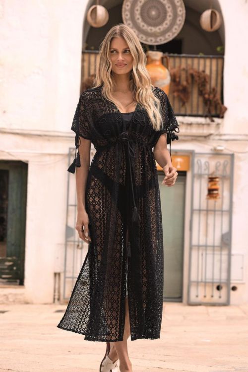 Iconique Zig Zag - Temptation Maxi Cover Up (IC26-119-BLA) - WeekendMode