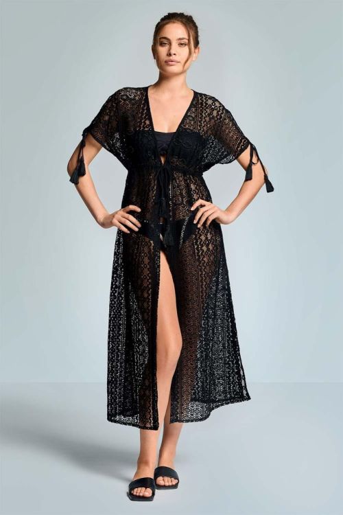 Iconique Zig Zag - Temptation Maxi Cover Up (IC26-119-BLA) - WeekendMode