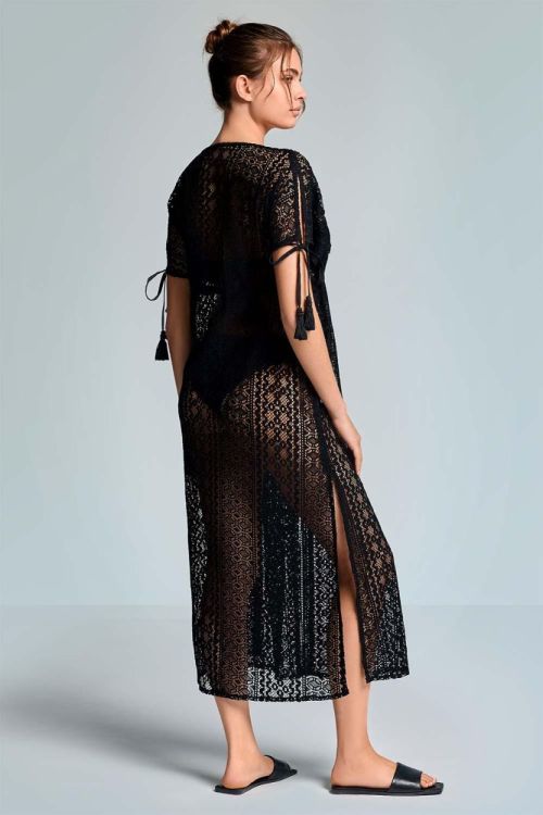 Iconique Zig Zag - Temptation Maxi Cover Up (IC26-119-BLA) - WeekendMode