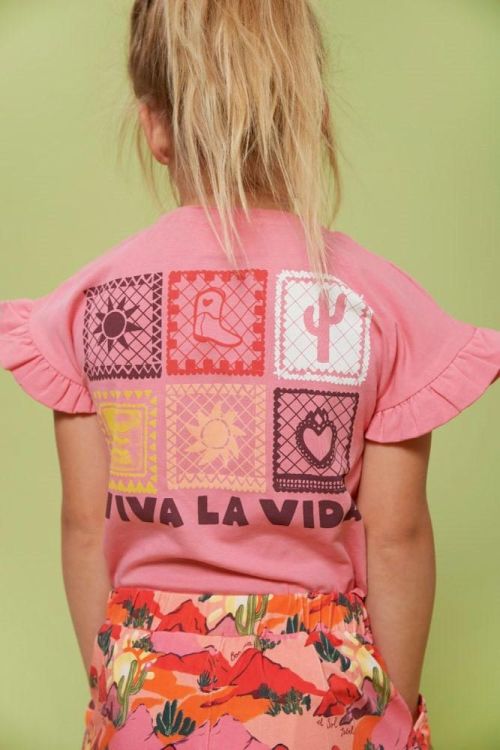 Jubel T-shirt met backprint - Salsa Sunset (91700439/Roze) - WeekendMode