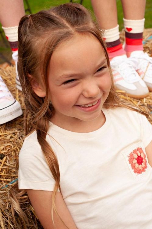 Jubel T-shirt met crochet zakje - Salsa Sunset (91700440/Offwhite) - WeekendMode