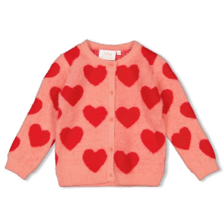 Jubel Vest gebreid AOP - Queen Of Hearts (91300181/l.Roze) - WeekendMode