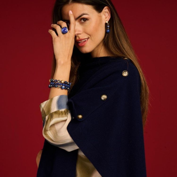 Les Cordes Poncho LCPONCHO2 (77938562/Donkerblauw) - WeekendMode