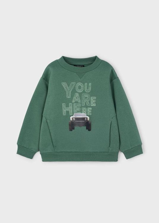 Mayoral Kids Car print pullover (5C.4404/groen) - WeekendMode