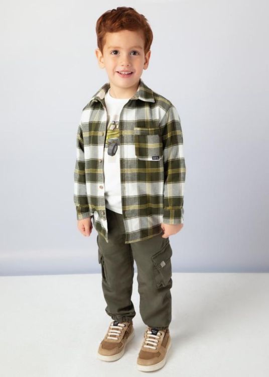 Mayoral Kids Checked overshirt (5E.4107/Moss) - WeekendMode