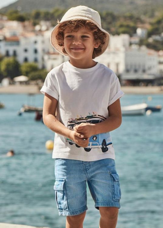 Mayoral Kids Denim cargo bermuda (5J.3229/Bleach) - WeekendMode