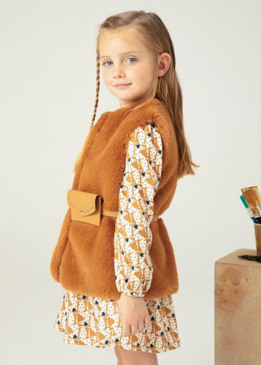 Mayoral Kids Fur vest with belt (6C.4365/Caramel) - WeekendMode