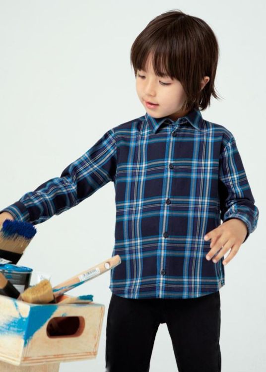 Mayoral Kids L/s checked shirt (5C.4115/Cerulean) - WeekendMode