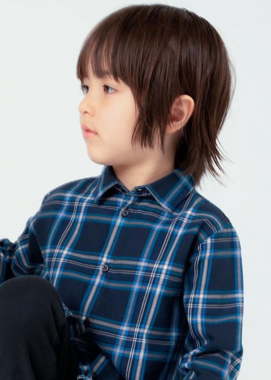 Mayoral Kids L/s checked shirt (5C.4115/Cerulean) - WeekendMode