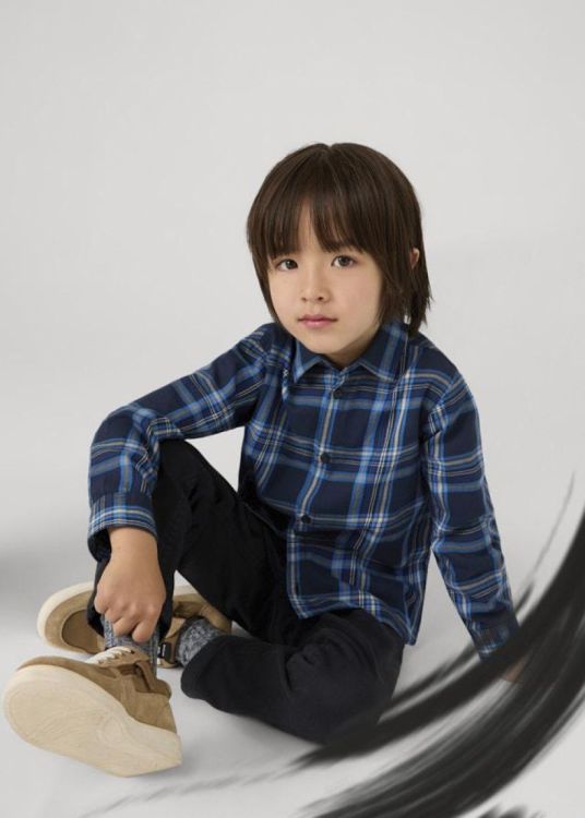 Mayoral Kids L/s checked shirt (5C.4115/Cerulean) - WeekendMode