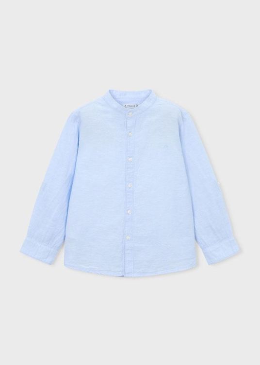Mayoral Kids L/s mao collar linen shirt (3118/Sky blue) - WeekendMode