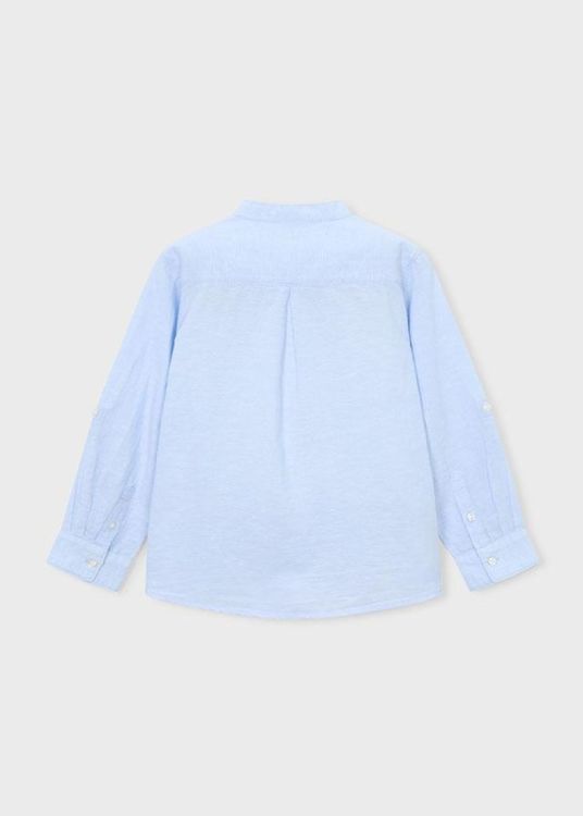 Mayoral Kids L/s mao collar linen shirt (3118/Sky blue) - WeekendMode