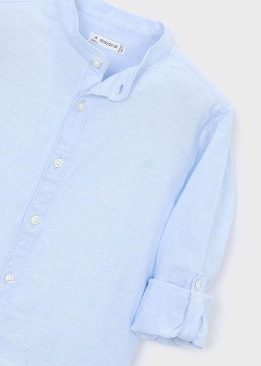 Mayoral Kids L/s mao collar linen shirt (3118/Sky blue) - WeekendMode