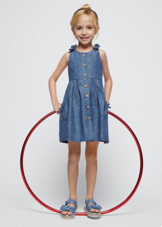 Mayoral Kids Linen dress (6E.3928/Blue) - WeekendMode