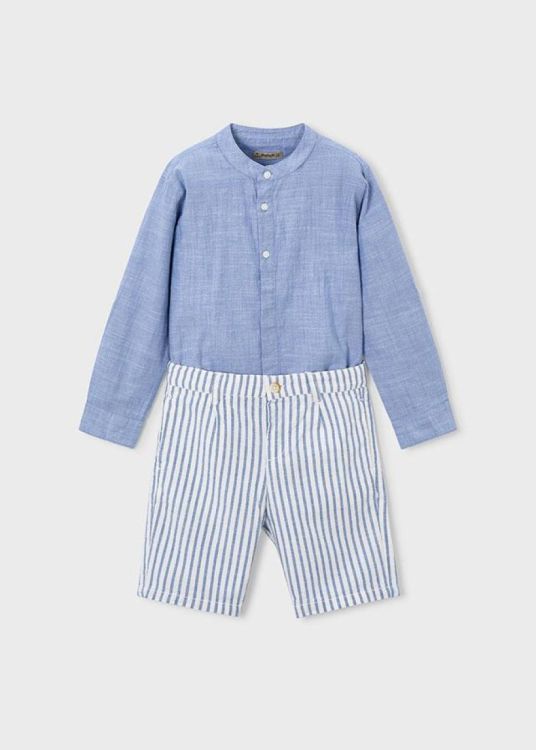Mayoral Kids Linen suiting bermuda set (3216/Indigo) - WeekendMode
