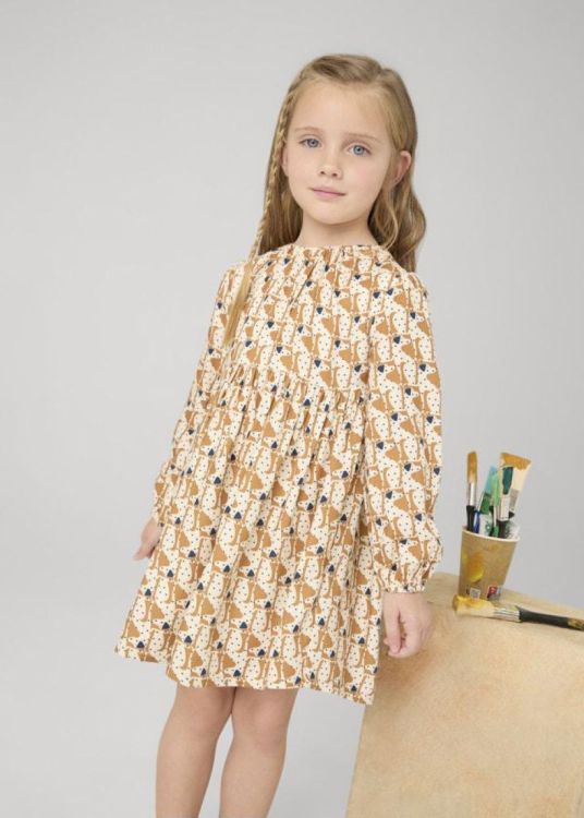 Mayoral Kids Printed dress (6D.4920/Caramel) - WeekendMode