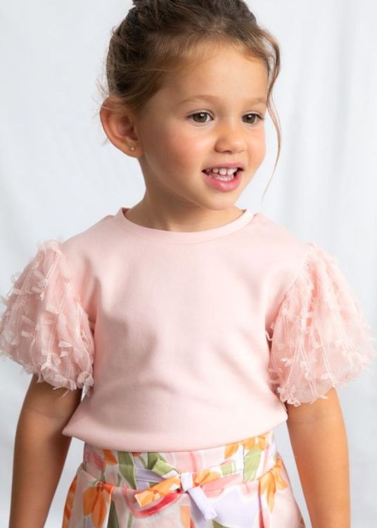 Mayoral Kids S/sl tulle t shirt (3001/Blossom) - WeekendMode