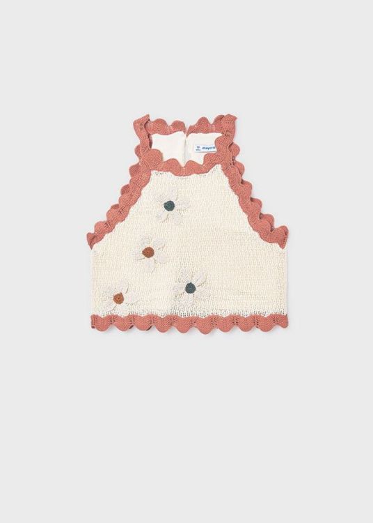 Mayoral Teens floral knit top (6021/bone) - WeekendMode