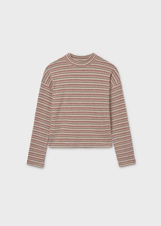 Mayoral Teens Stripes mockneck sweater (8D.7016/Roze) - WeekendMode