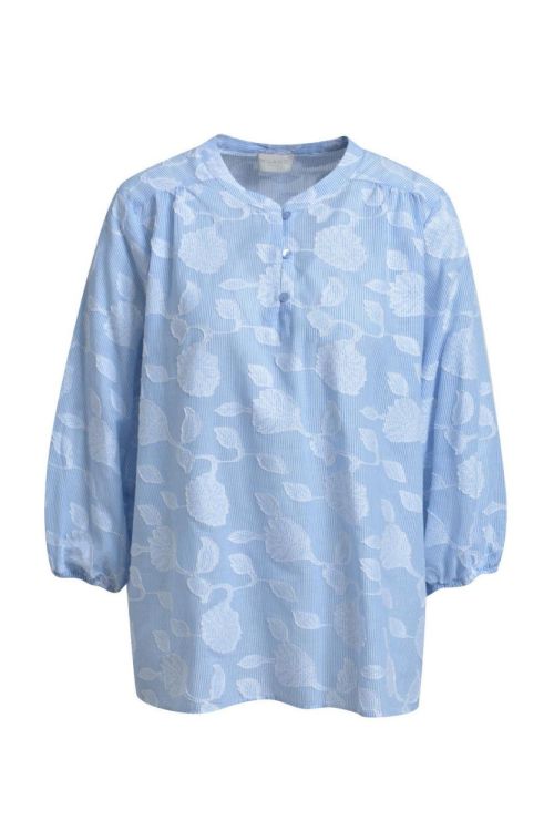 Milano Italy blouse w neck panel and slit, 3/4 sleeve (62-2469-3559/1601) - WeekendMode