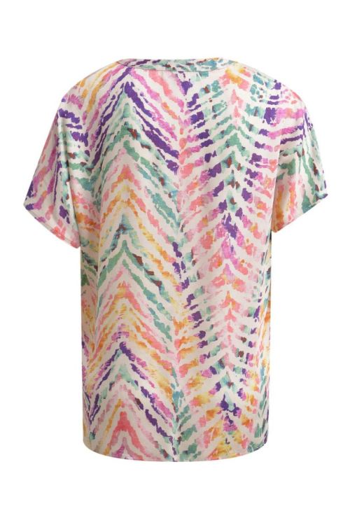 Milano Italy Blousetop with panel and v-neck (42-6286-7018/colorful print) - WeekendMode