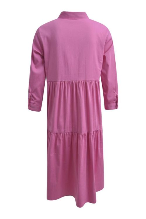 Milano Italy Dress w collar and placket, 3/4 sleeves, (41-2020-1171/bright pink) - WeekendMode