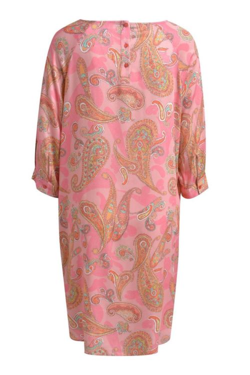 Milano Italy Dress w roundneck and 3/4 raglan sleeves (42-6298-1223/soft pink print) - WeekendMode