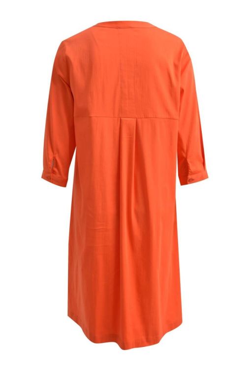 Milano Italy Dress w roundneck and short placket, 3/4 (41-2020-1282/hot orange) - WeekendMode