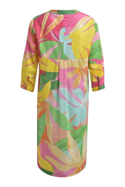 Milano Italy Dress w roundneck + placket, 3/4 sleeves (42-2267-1282/colorful print) - WeekendMode