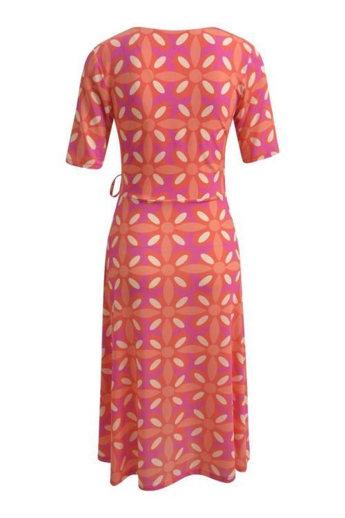 Milano Italy Dress w wrap top, 1/2 sleeves and knee l (41-5407-1221/bright pink print) - WeekendMode