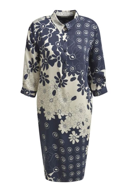 Milano Italy Dress with collar, half placket, 3/4 sle (52-6427-5046/1605) - WeekendMode