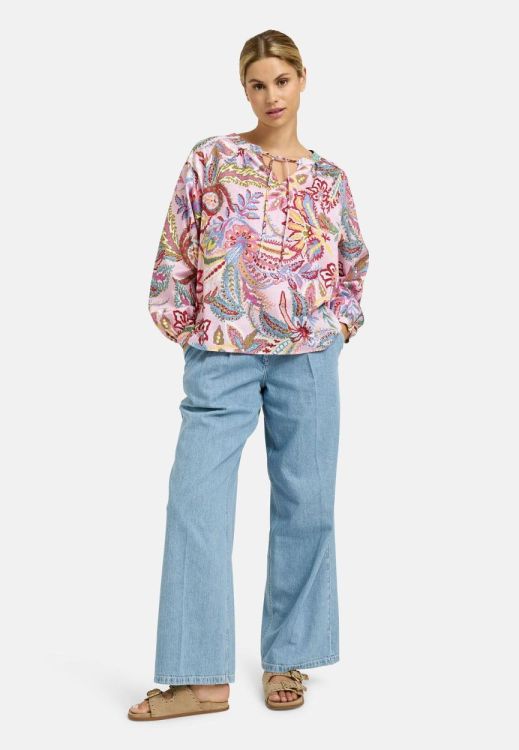 Milano Italy raglan sleeve blouse, neckpanel w/ slit (61-2424-3500/1401) - WeekendMode