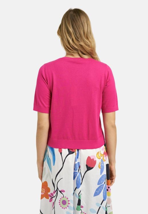 Milano Italy roundneck cardigan w placket + 3/4 sleev (62-5490-9161/406) - WeekendMode