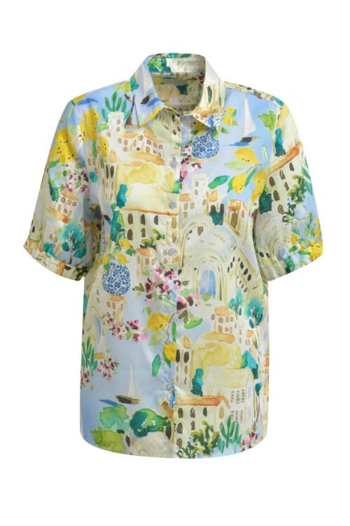 Milano Italy shirt blouse 1/2 sleeve w elastic cuff (62-2439-6084/1601) - WeekendMode