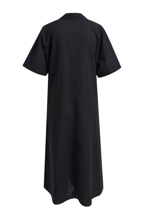 Milano Italy Shortsleeve dress w collar+slit at cf, d (42-3003-1290/black) - WeekendMode