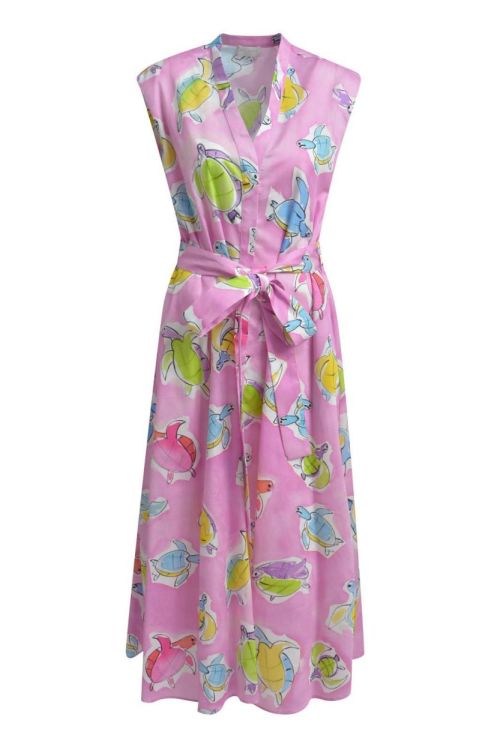 Milano Italy sleeveless midi dress, v-neck, shellfabr (62-2445-1387/1446) - WeekendMode