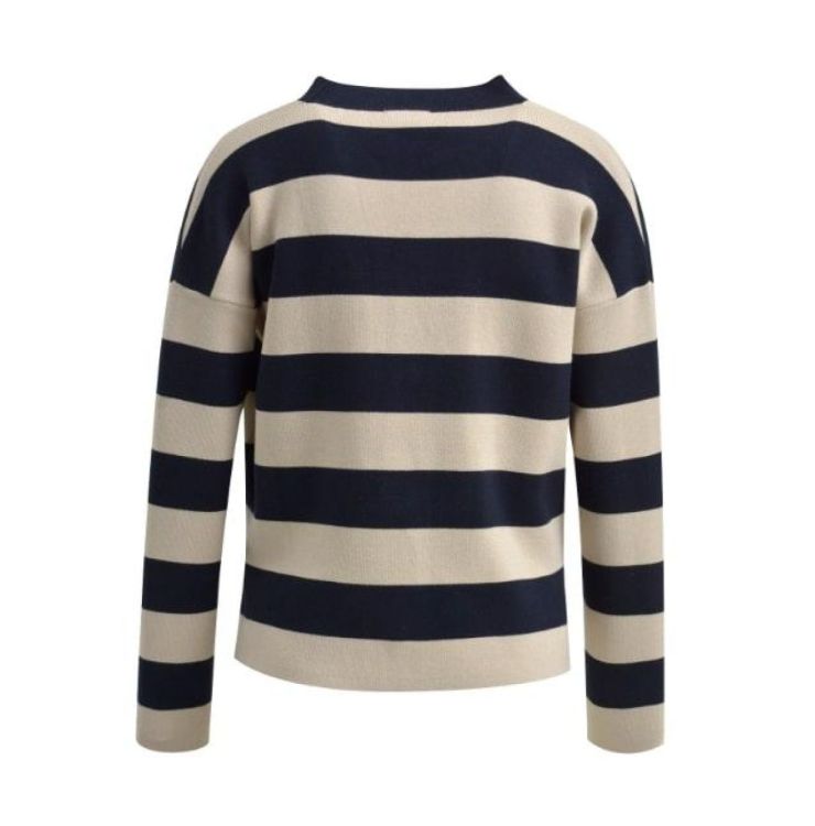 Milano Italy striped cardigan with placket (33-5048-9719/navy print) - WeekendMode