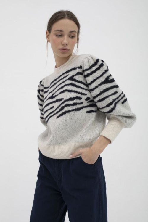 Mus&Bombon COSTA RIBBED NECK JUMPER (ECRU & NAVY/COSTA RIBBED NECK JUMPER) - WeekendMode